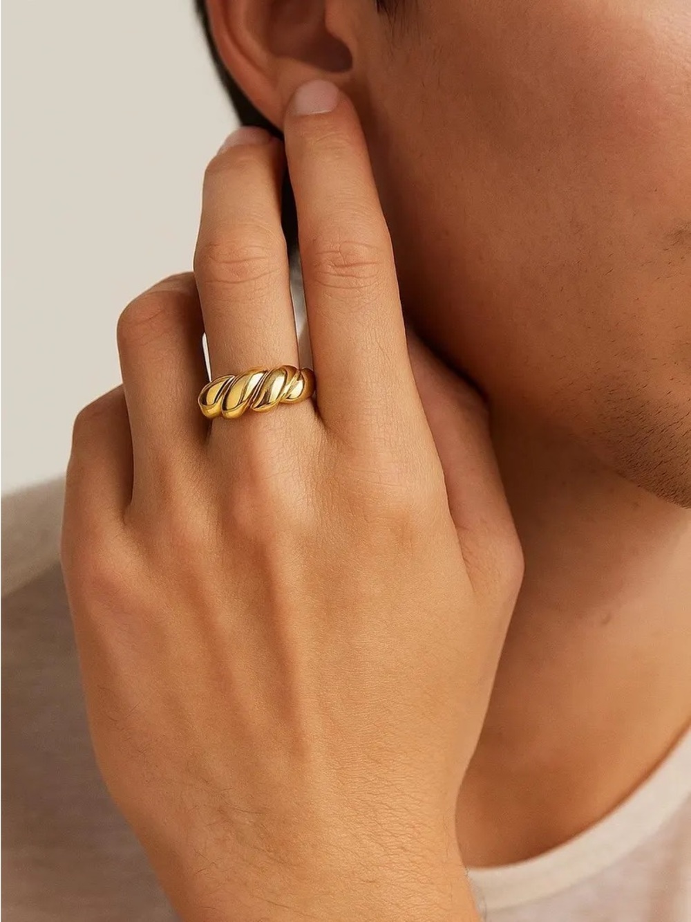 Gold Twisted Band Ring - Statement Jewelry